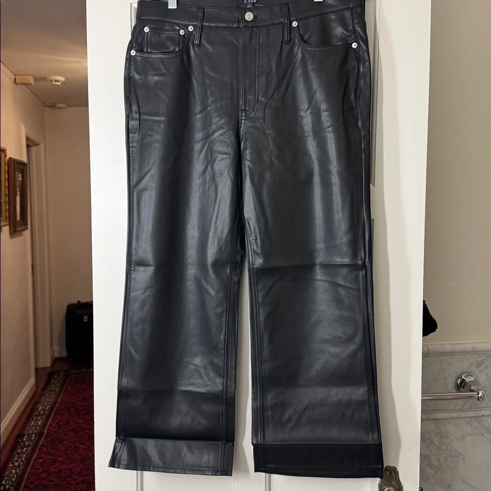 J.Crew Slim wide-leg pant in faux leather BU138